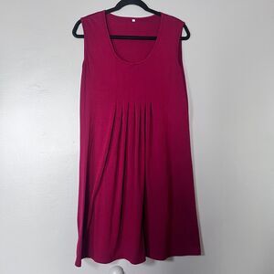 Women’s Sleeveless Pleated Tunic Dress Top Size Large Magenta Pink No Brand